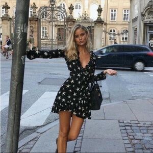 Réalisation Par Goldie Star Struck Silk Black And White Mini Dress New Size XS